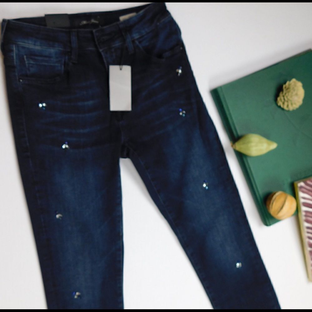 Mavi NWT High waist skinny rhinestone jeans Sz 26